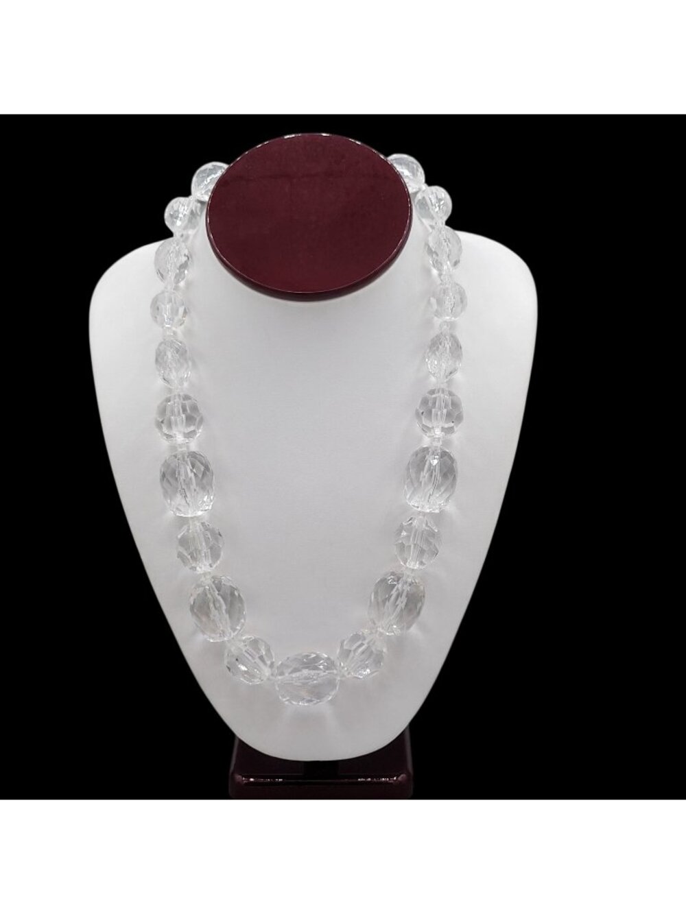 Faceted Clear Graduated Beaded Necklace Reflective Adjustable 20 inch Length